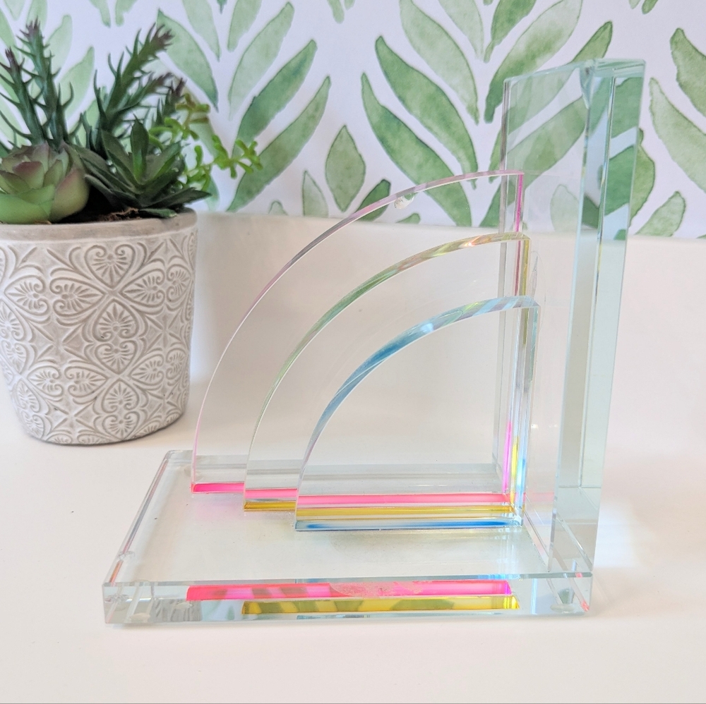 Max Studio Multicolored Rainbow Bookend Glass